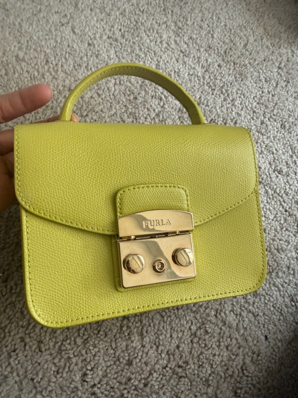 Furla Lime Mini Top-Handle Bag with Gold Hardware